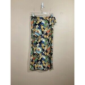 VTG Joe Kealoha Womens Hawaiian Midi Wrap Skirt S Tropical Vacation Beach Cruise